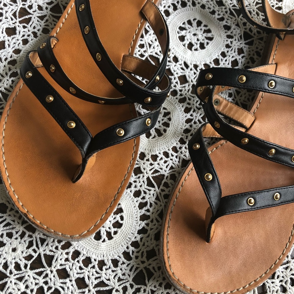 Strappy sandals with gold embellishments